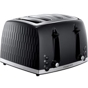 Russell Hobbs Honeycomb 4 Slice Toaster – Extra Wide Slots, 6 Browning Levels, High Lift, Frozen/Cancel/Reheat, 1500W, Black Gloss Finish
