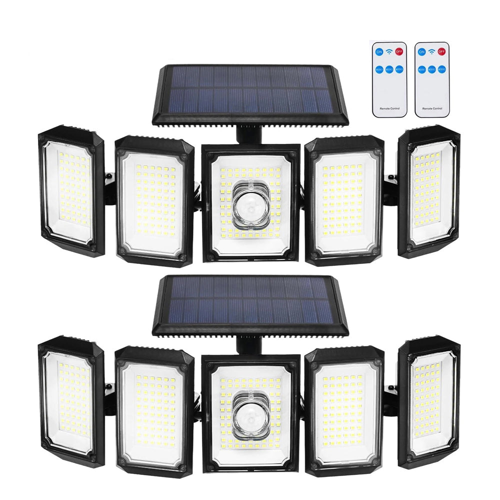 3/4/5-Head Solar Flood Light with Motion Sensor – LED Outdoor Security Wall Lamp for Garden, Yard & Driveway