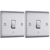 BG Electrical Single Retractive Bell Push Switch, Raised and Slim Profile, Round Edges, 1 Way, Nexus Metal, 10A, NBS14 (Pack of 2)