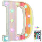 Rainbow LED Marquee Letter D – Color Changing Night Light