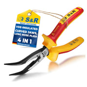 S&R VDE Bent Nose Pliers 200mm – Curved Jaw, Insulated