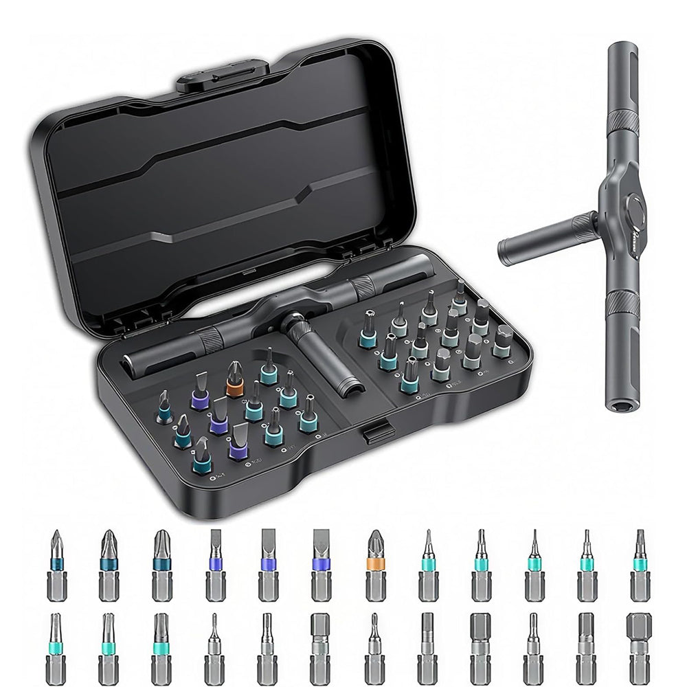 24 in 1 Magnetic Screwdriver Set, DIY Ratchet Screwdriver Set, Multi Magnetic Drive Tool with Detachable Ratchet Handle, Portable Tool Kit in Case for Home DIY, Computer, Electronics Repair