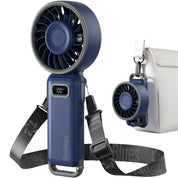 Diveblues Portable Turbo Fan, Handheld Fan 3-in-1 Neck Desk Foldable Design with Stepless Speed Control, Digital Display, USB-C Rechargeable, Up to 12H Cooling for Travel & Outdoor
