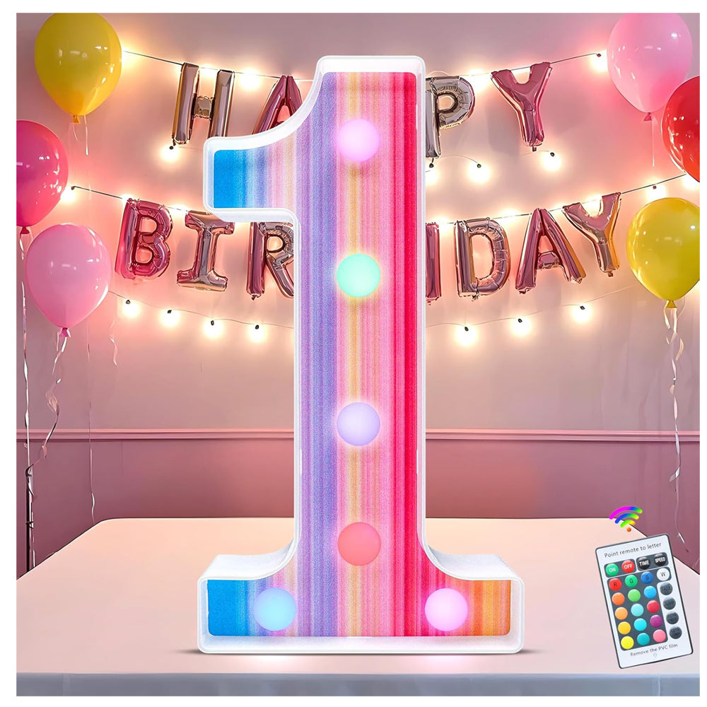 Rainbow LED Number Light 1 with Remote