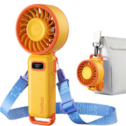 Diveblues Portable Turbo Fan, Handheld Fan 3-in-1 Neck Desk Foldable Design with Stepless Speed Control, Digital Display, USB-C Rechargeable, Up to 12H Cooling for Travel & Outdoor