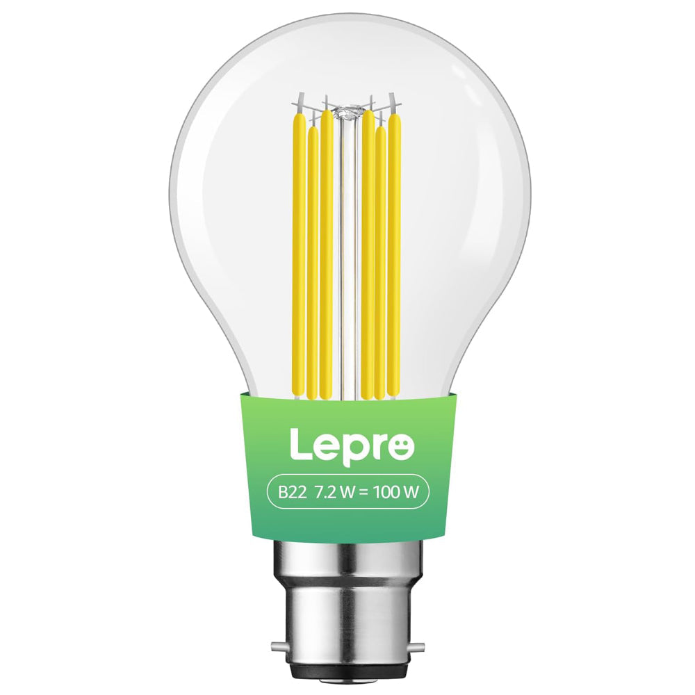 B22 LED Filament Bulb 7.2W 2700K Warm White