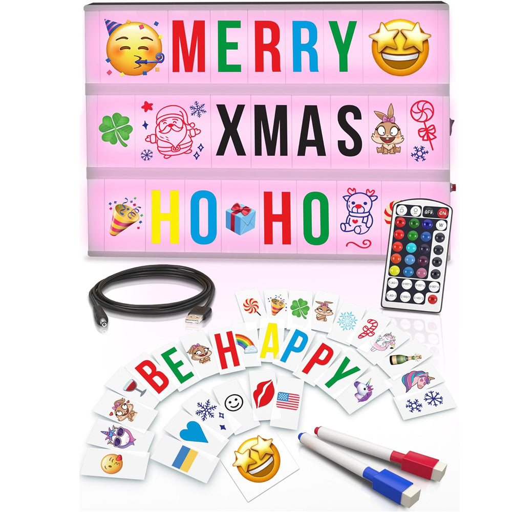 Cinema Light Box with 386 Letters, Emoji & Remote