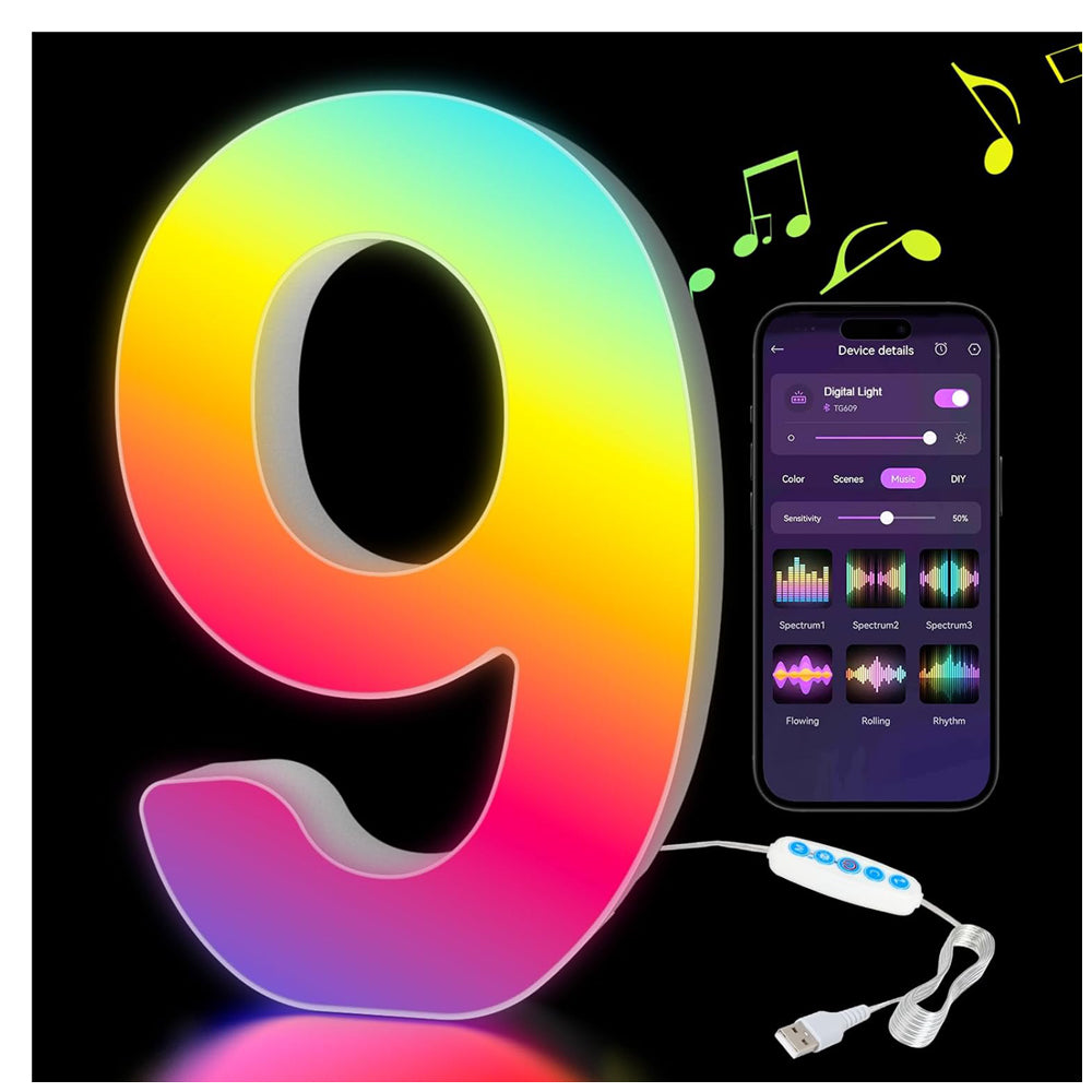 RGB LED Number Light Digit 9 USB APP Control