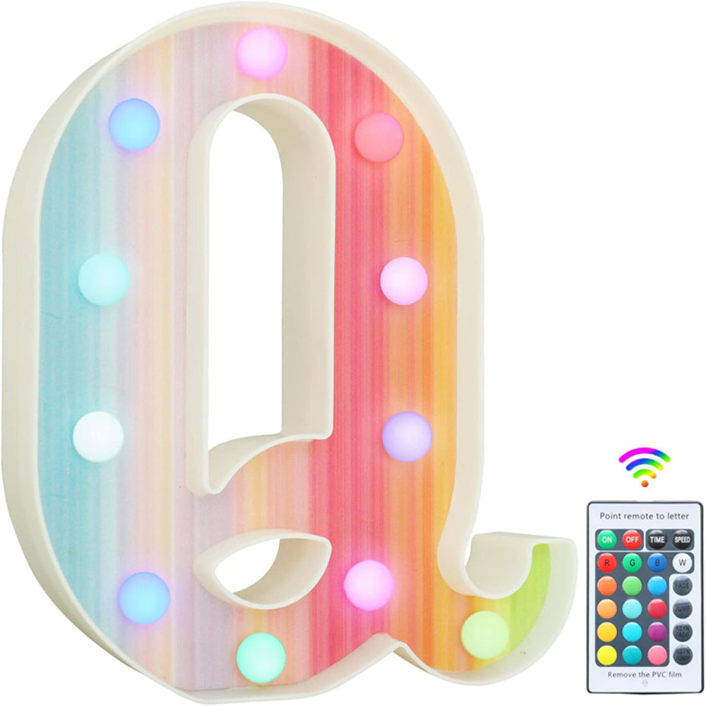 Rainbow LED Letter Light Q 16 Color Remote