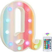 Rainbow LED Letter Light Q 16 Color Remote