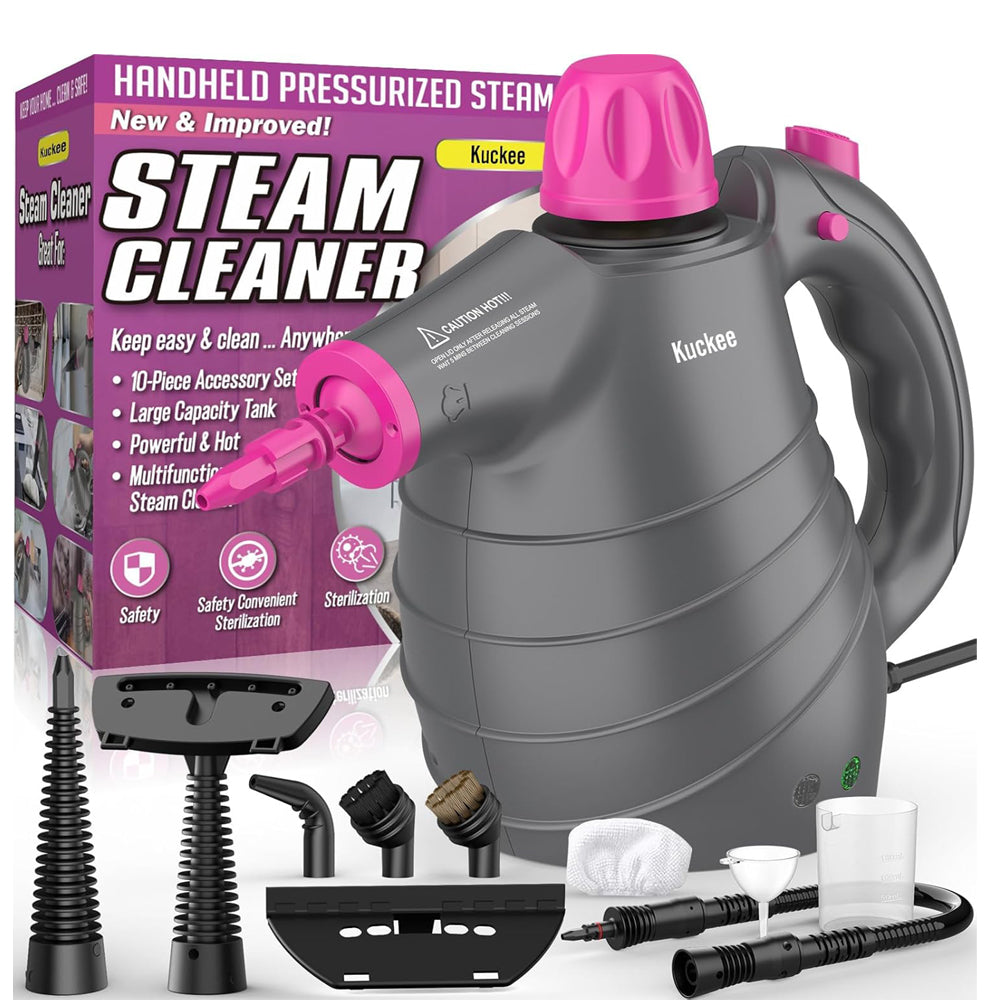 Steam Cleaner, Hand Held Steamer for Home Car, 10 Accessories Carpet Furniture Cleaner Machine, Portable Steaming Cleaner for Couch Grout Upholstery Floor Window Glass Bathroom Toilet Shower Kitchen