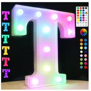 RGB LED Marquee Letter T Light with Remote
