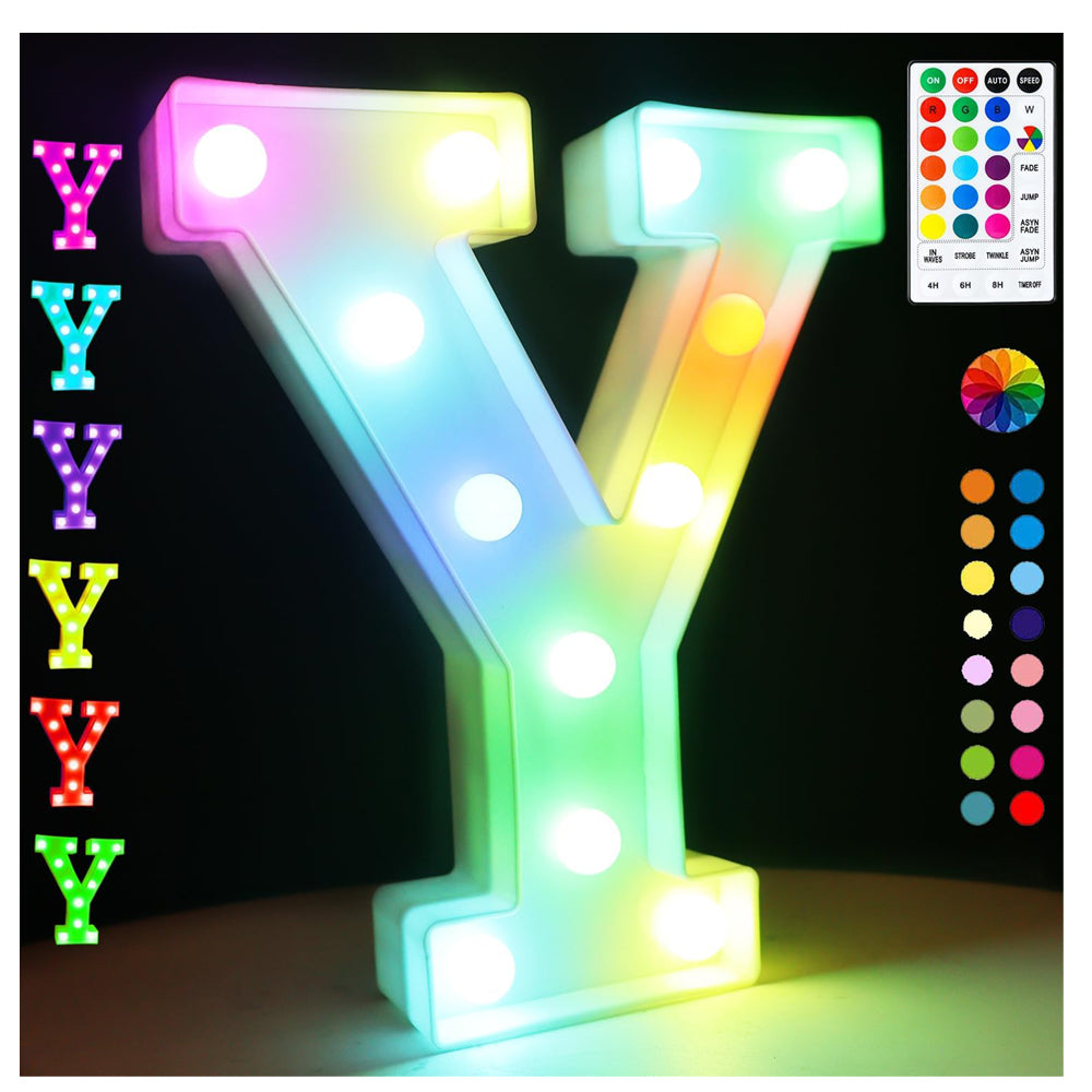 RGB LED Marquee Letter Y Light with Remote