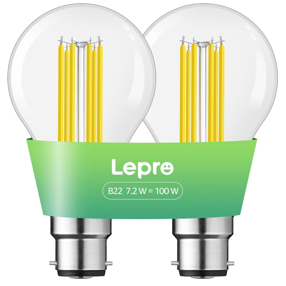 B22 LED Filament Bulb 7.2W 1521lm Warm White Pack of 2