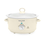 Salter Retro Cream 3.5L Slow Cooker – 3 Heat Settings & Keep Warm