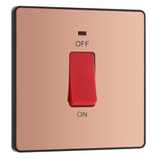BG Electrical Cooker Control Switch Unit with LED Power Indicator, Single Plate, Double Pole, Screwless, Evolve, Polished Copper, 45A, PCDCP74B