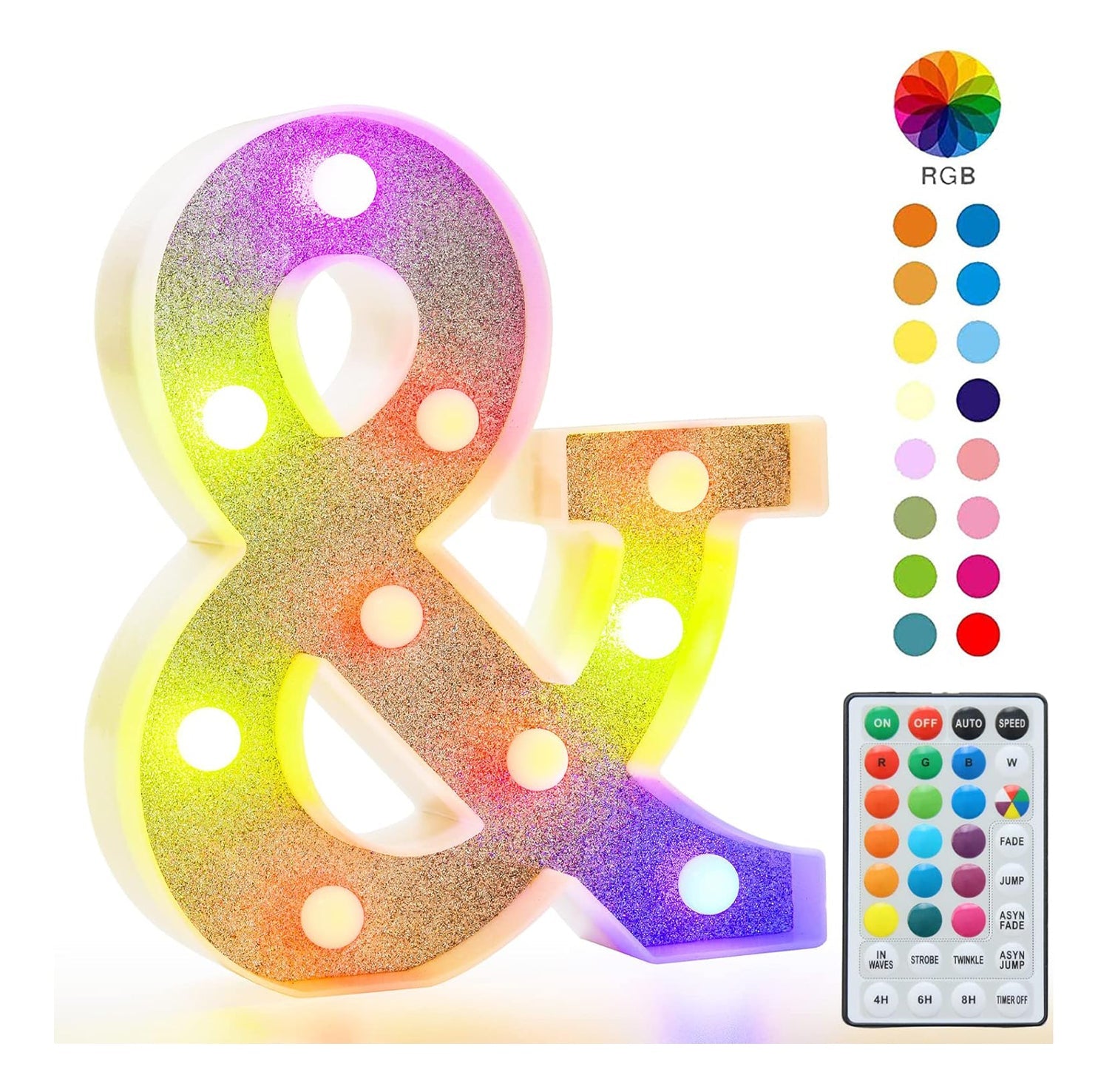 Glitter LED Letter Light & with Remote 18 Colors