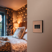Triple 2 Way Screwless Wall Light Switch Polished Copper