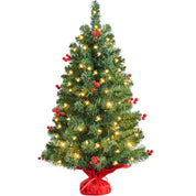 3ft pre-lit tabletop mini Christmas tree with warm LED festive lights