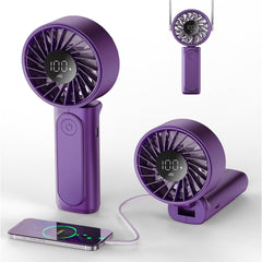 Handheld Fan, Portable Fan with 4000mAh Rechargeable Battery, LED Display Hand Fan with 6 Speeds, Mini Fan 180° Foldable for Home Office Travel Outdoor Bedroom