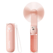 Mini Handheld Fan,USB Rechargeable 3 IN 1 Personal Cooler Fans with Power Bank,LED Flashlight,Small Foldable Pocket Fan-Travel & Emergency Essentials for Outdoor Portable Cooling Fan (Pink)