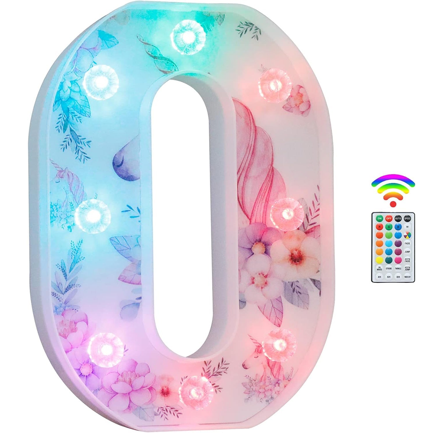 Unicorn LED Letter Light O 18 Color Remote