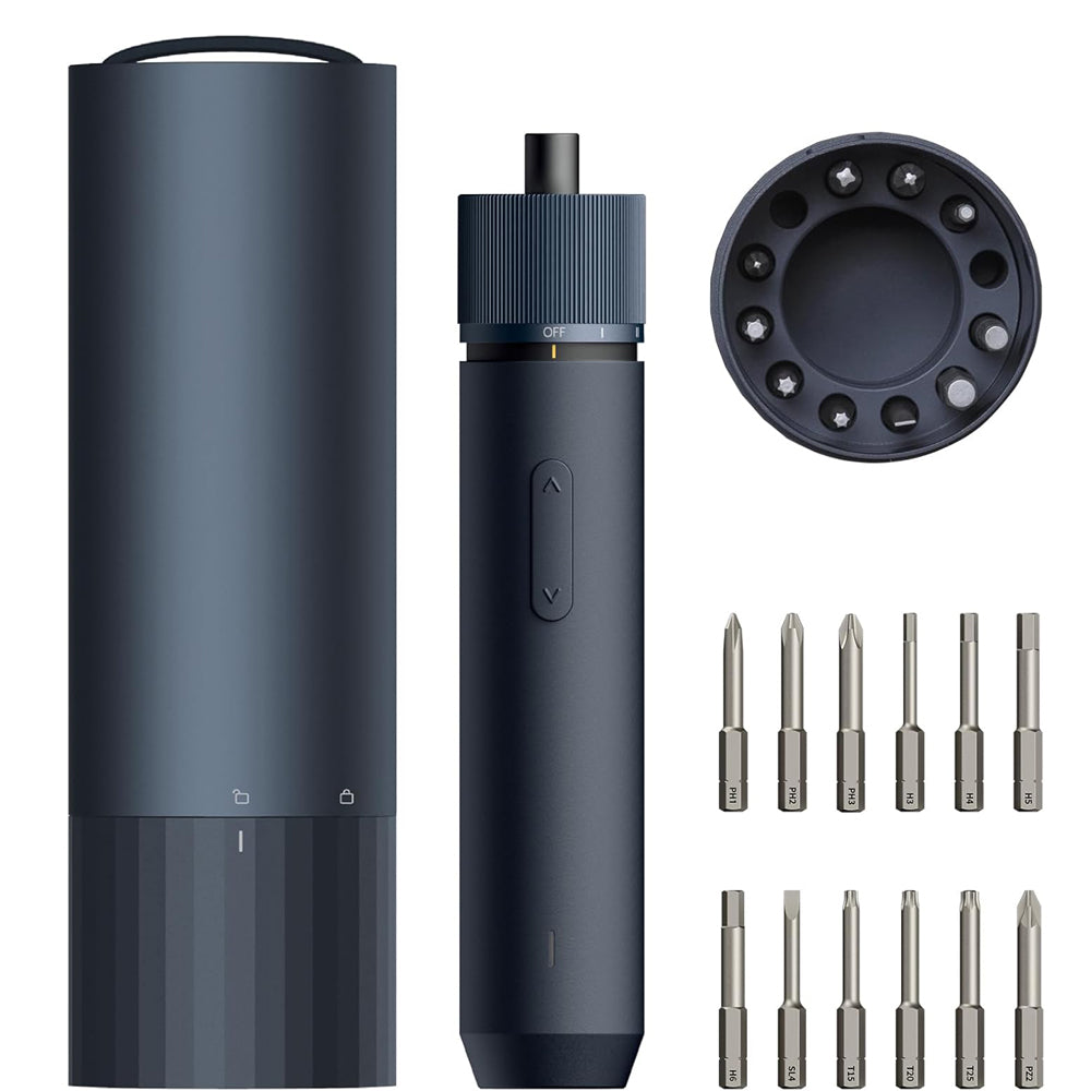 HOTO Electric Screwdriver Rechargeable, 3.6V Cordless Screwdriver Set USB-C, 3 Torque Settings, 1500mAh Battery, LED Light & 12 S2 Metal Bits for Furniture/Electrical Repairs
