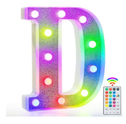 Glitter LED Letter Light D with Remote 18 Colors