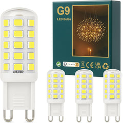 3W G9 LED Bulbs Cool White 580LM, 6000K Energy Saving Light Bulbs Equivalent to 40W Halogen, No Flicker Capsule GU9 LED Bulb for Home Lighting Decor, Chandelier, Not Dimmable, 220-240V,4 Pack