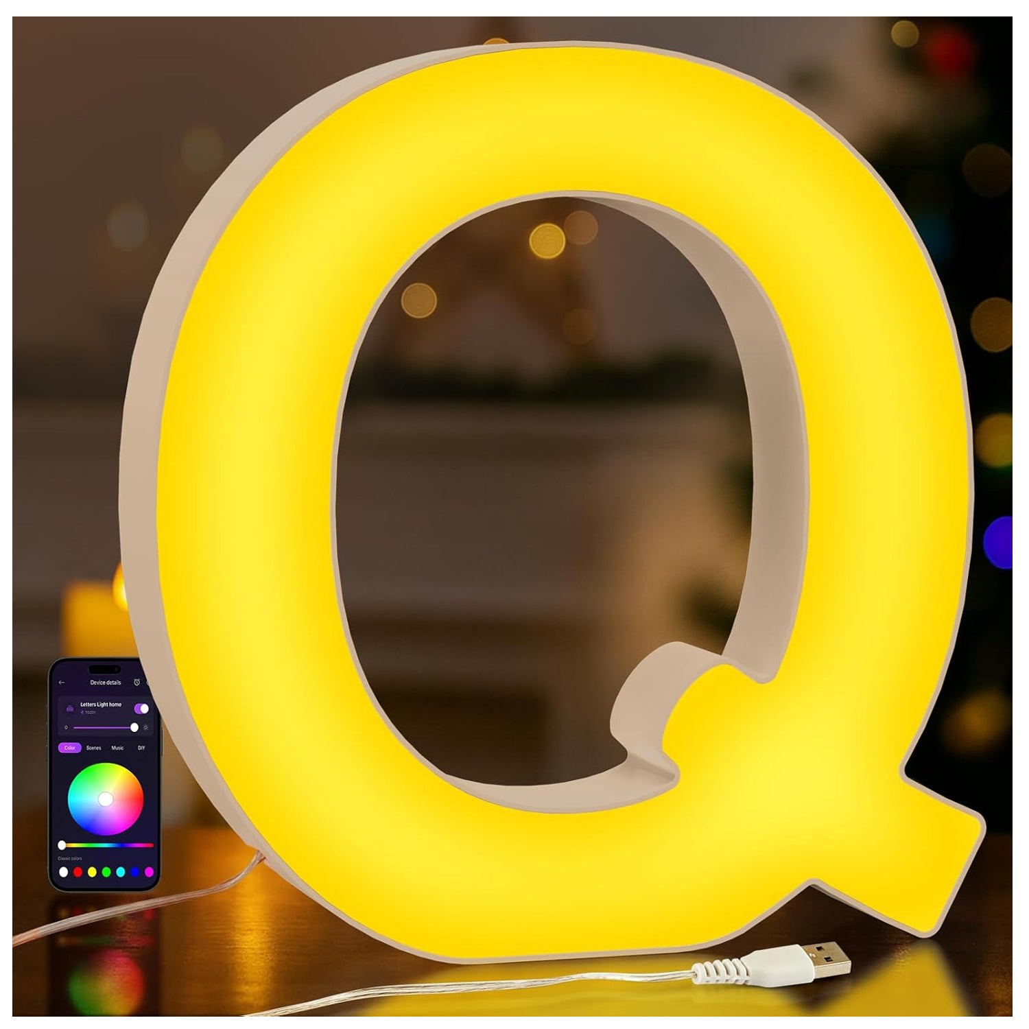 LED Letter Q USB Colour Changing Night Light