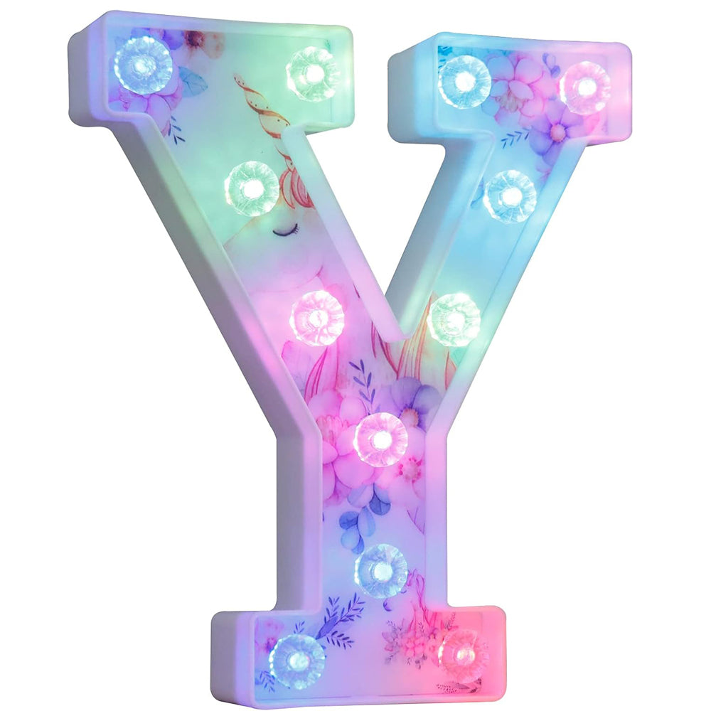 Unicorn LED Light Up Letter Y – 18 Color Changing Sign