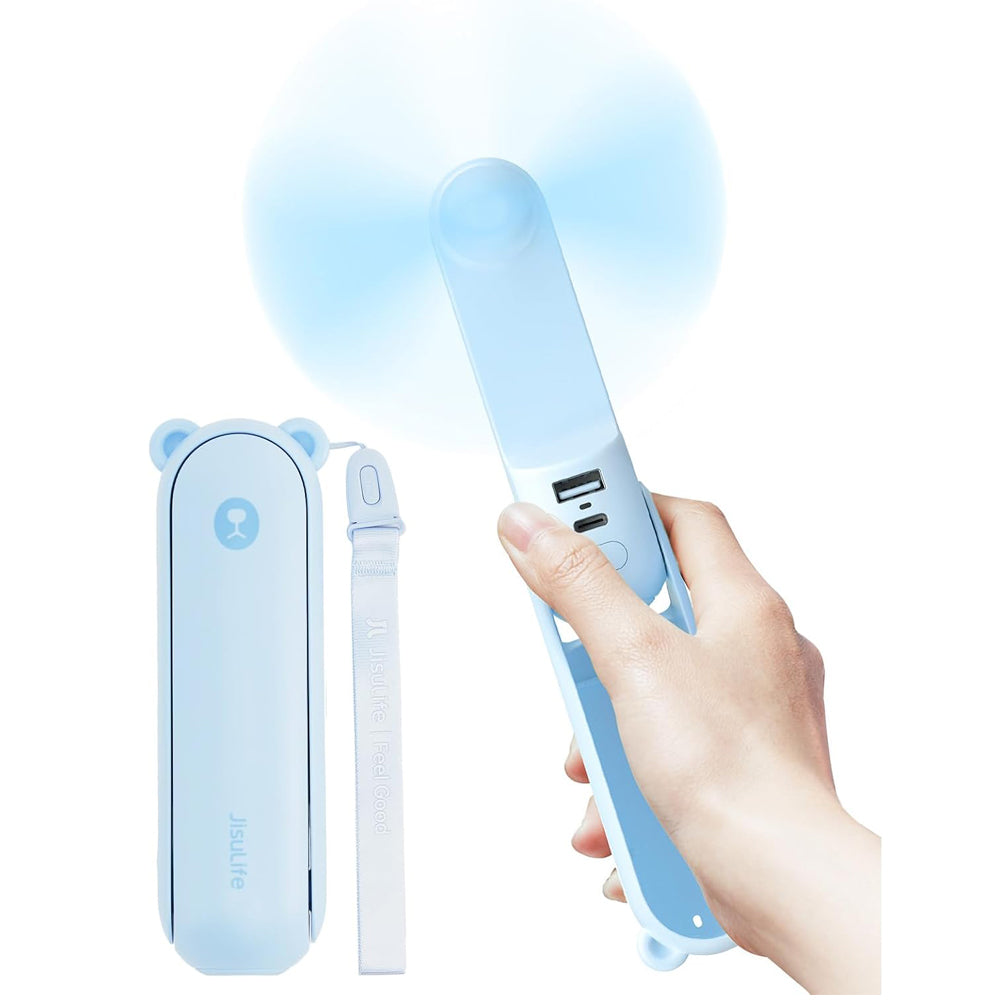 Portable Handheld Fan with 4500mAh Powerbank – Blue