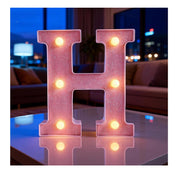 Pink LED Letter H Light – Warm Battery-Powered Night Light