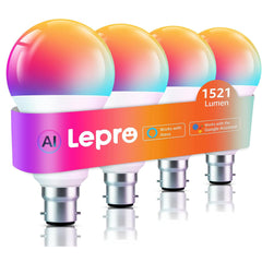 Smart B22 WiFi Colour Changing Music Sync Bulb 4 Pack