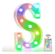 Colorful Glitter LED Letter S Light – 18 Color Changing