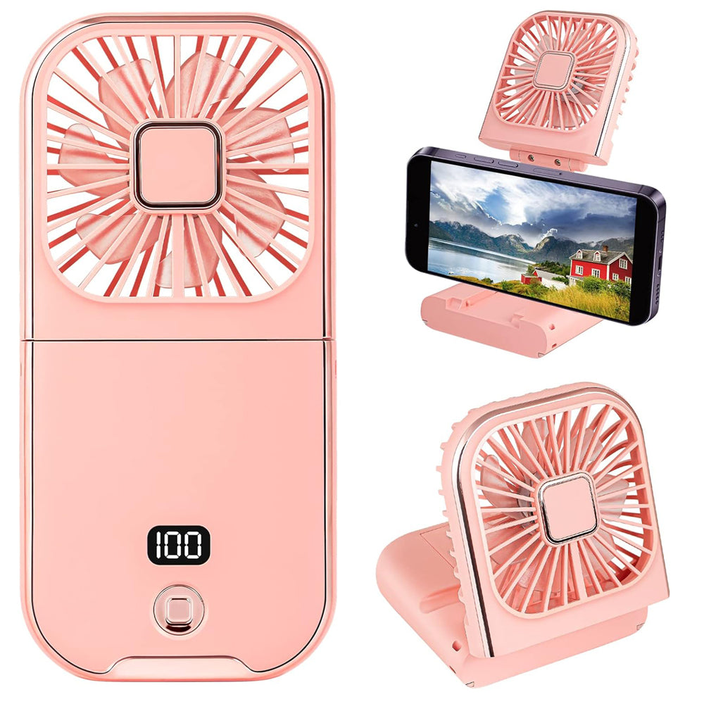 Folding Handheld USB Rechargeable Mini Fan – Pink