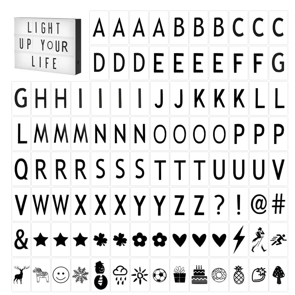 85pcs LED Cinema Light Box Letters, Numbers & Symbols 65x35mm