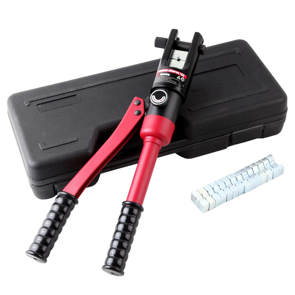 10T Hand Operated Hydraulic Crimping Tool Range 10mm² to 120mm² for Cable lugs Hydraulic Crimping Crimper Wire Terminal Lug Tool with 8 Pairs Dies