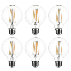 G80 E27 Vintage Globe LED Bulbs 8W 1000lm 6 Pack