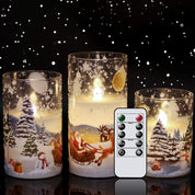 Flameless Glass Santa Claus LED Candles with Remote Control 3 Pack