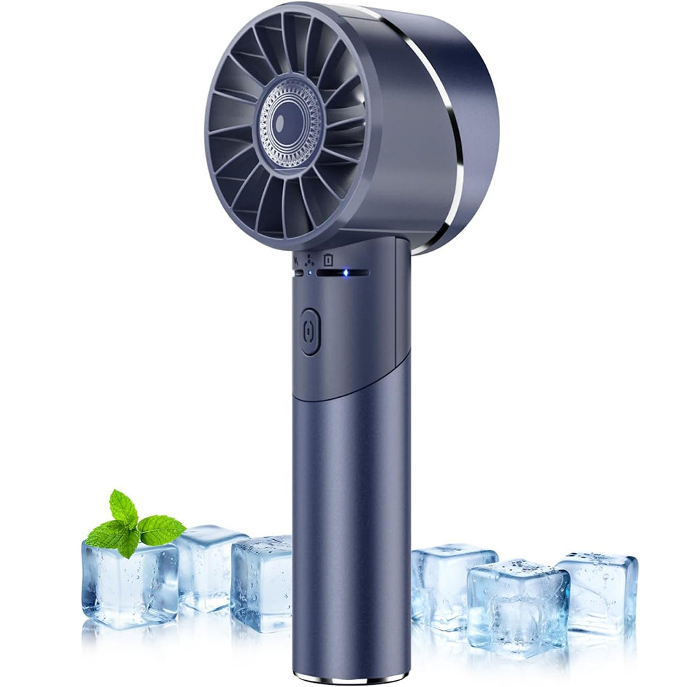 Handheld Fan, Mini Alloy Metal Personal Fan, USB Rechargeable High-Speed 16H Lasting Battery 4 Adjustable Speeds Portable Turbo Fan, Small Pocket Hand Fan for Travel, Summer Gift (Black)