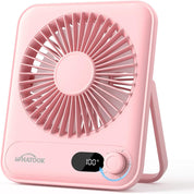 WHATOOK Desk Fan USB: 5000mAh Ultra Quiet 100 Speeds Mini Personal Fans with 24H Long-Lasting Battery, USB-C Fast Charging, LED Display, Child-Safe Grille for Home Office Bedroom Travel Camping