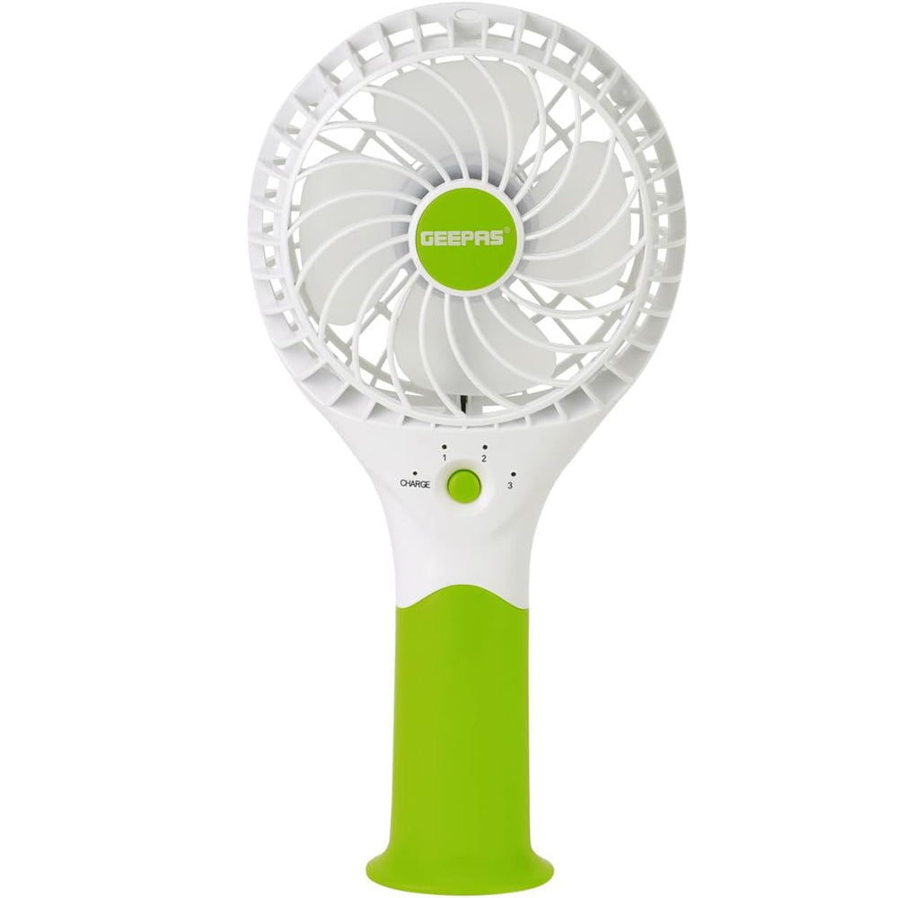 GEEPAS Rechargeable Fan | Mini Portable USB Handheld Fan for Home Office Travel Outdoor Personal Use | 3 Speed Settings 8Hr Run Time | Ultra Quiet Lightweight Air Circulator | 2 Year Warranty Green