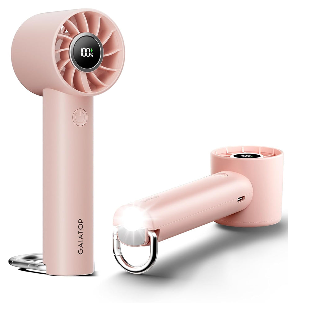 Mini Turbo Handheld Fan with LED Torch Pink