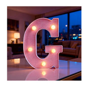 Pink LED Letter G Light – Warm Battery-Powered Night Light