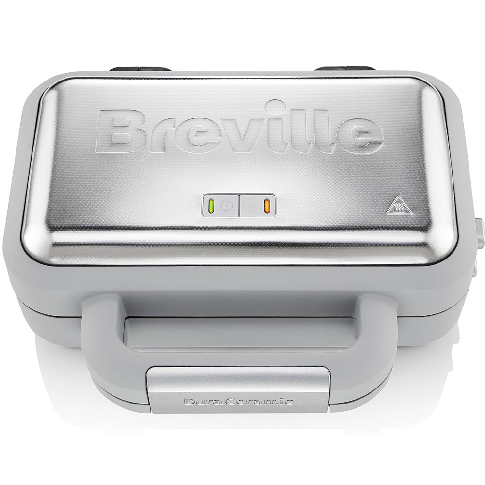 DuraCeramic Deep-Fill Waffle Maker – Non-Stick Easy Clean Waffle Iron with Removable Plates – White & Stainless Steel