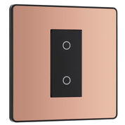 BG Electrical Single Slave/Secondary Touch Dimmer Wall Light Switch, 2-Way, Trailing Edge, Screwless Front Plate, Evolve, Polished Copper, 200W, PCDCPTDS1B