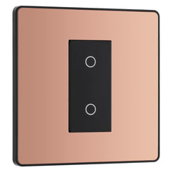 BG Electrical Single Slave/Secondary Touch Dimmer Wall Light Switch, 2-Way, Trailing Edge, Screwless Front Plate, Evolve, Polished Copper, 200W, PCDCPTDS1B