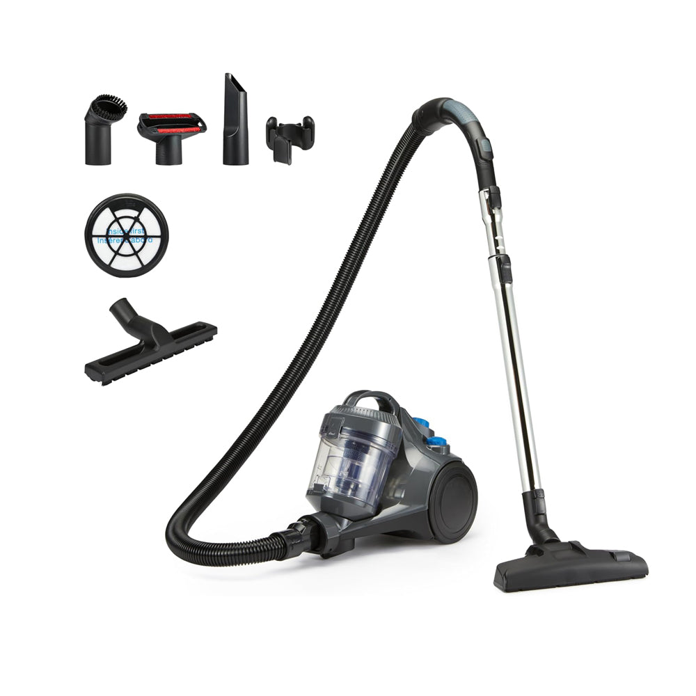 Amazon Basics 850W Bagless Cylinder Vacuum Cleaner – Lightweight 1.3L Compact Design with HEPA Filter & Multi-Surface Nozzle, Grey