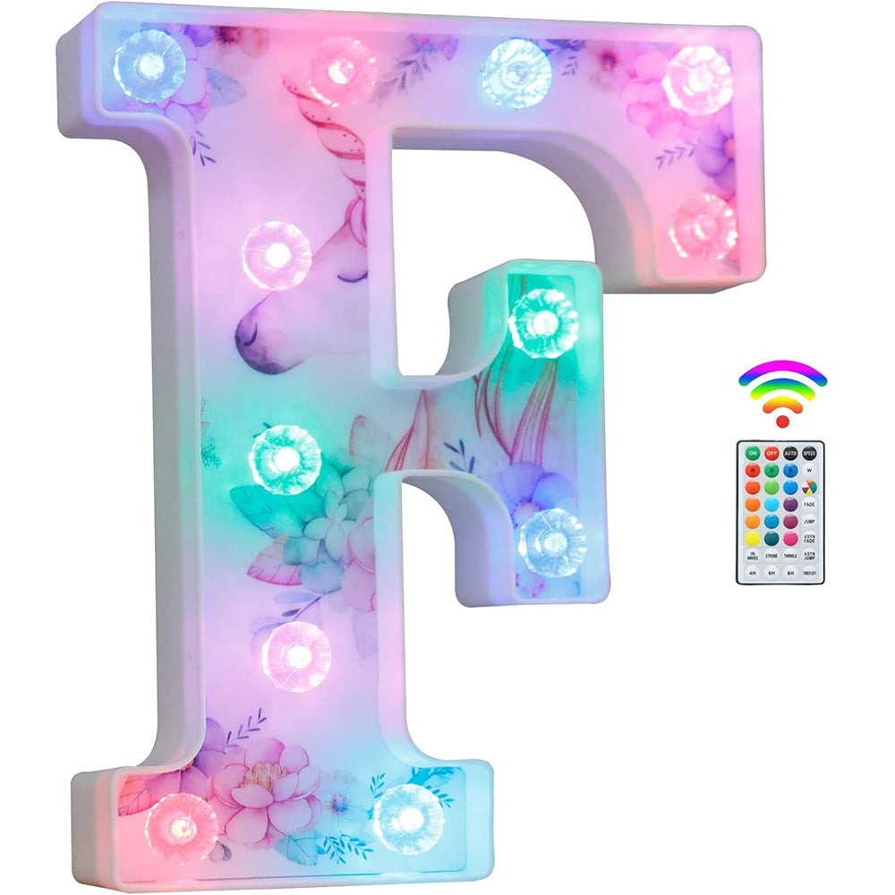 Unicorn LED Letter Light F Colour Changing